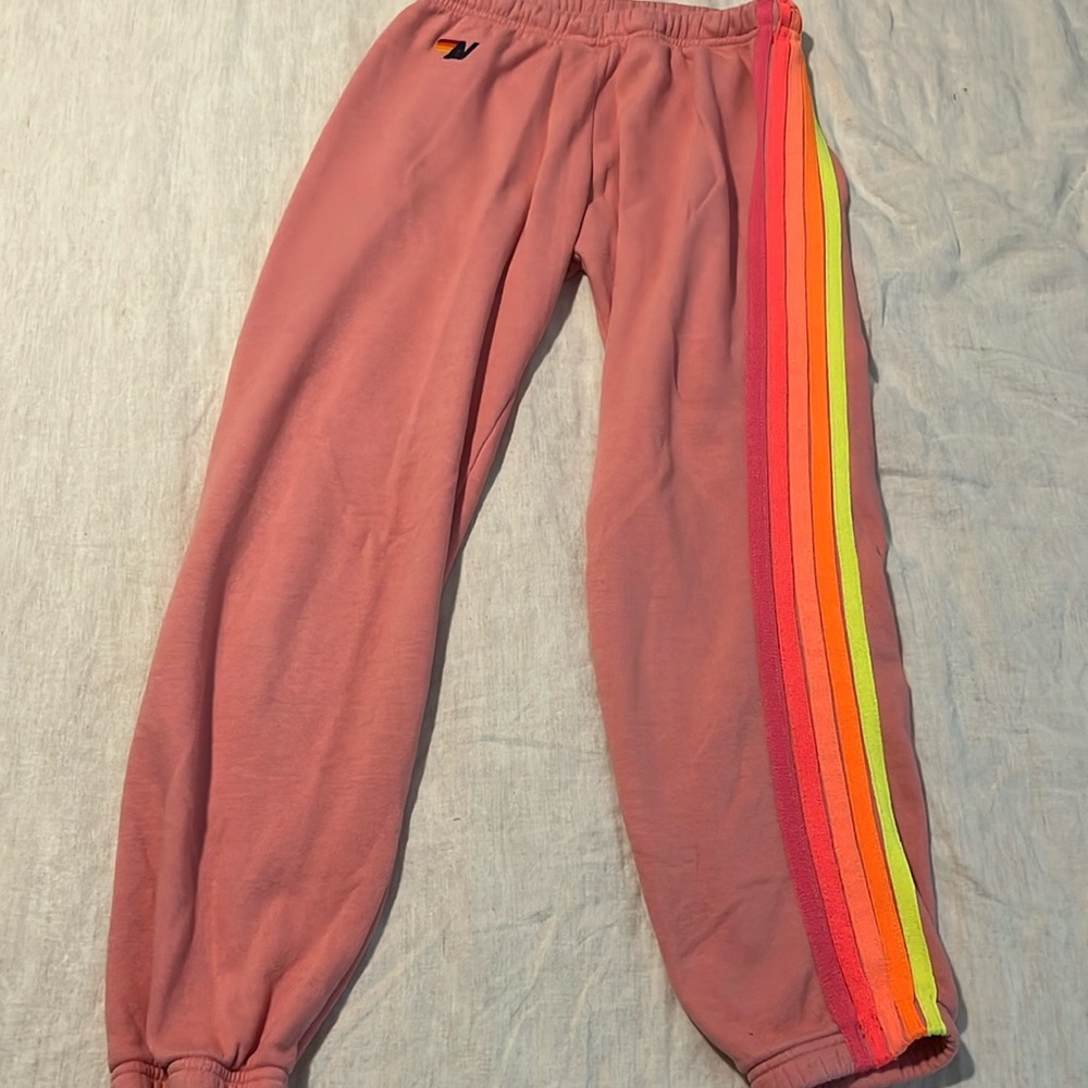 Aviator Nation 5-Stripe Women’s Sweatpants in Medium Pink Size Medium